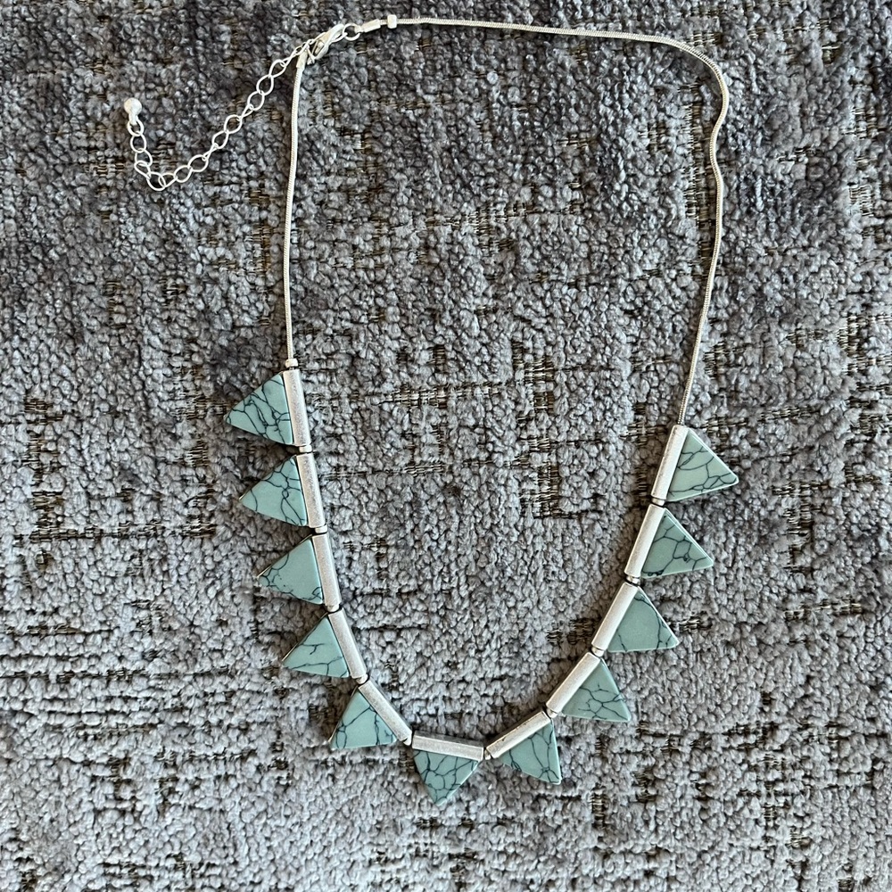 Sterling Silver Necklace with Triangle Stones